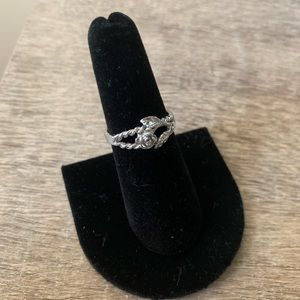 Silver rose ring